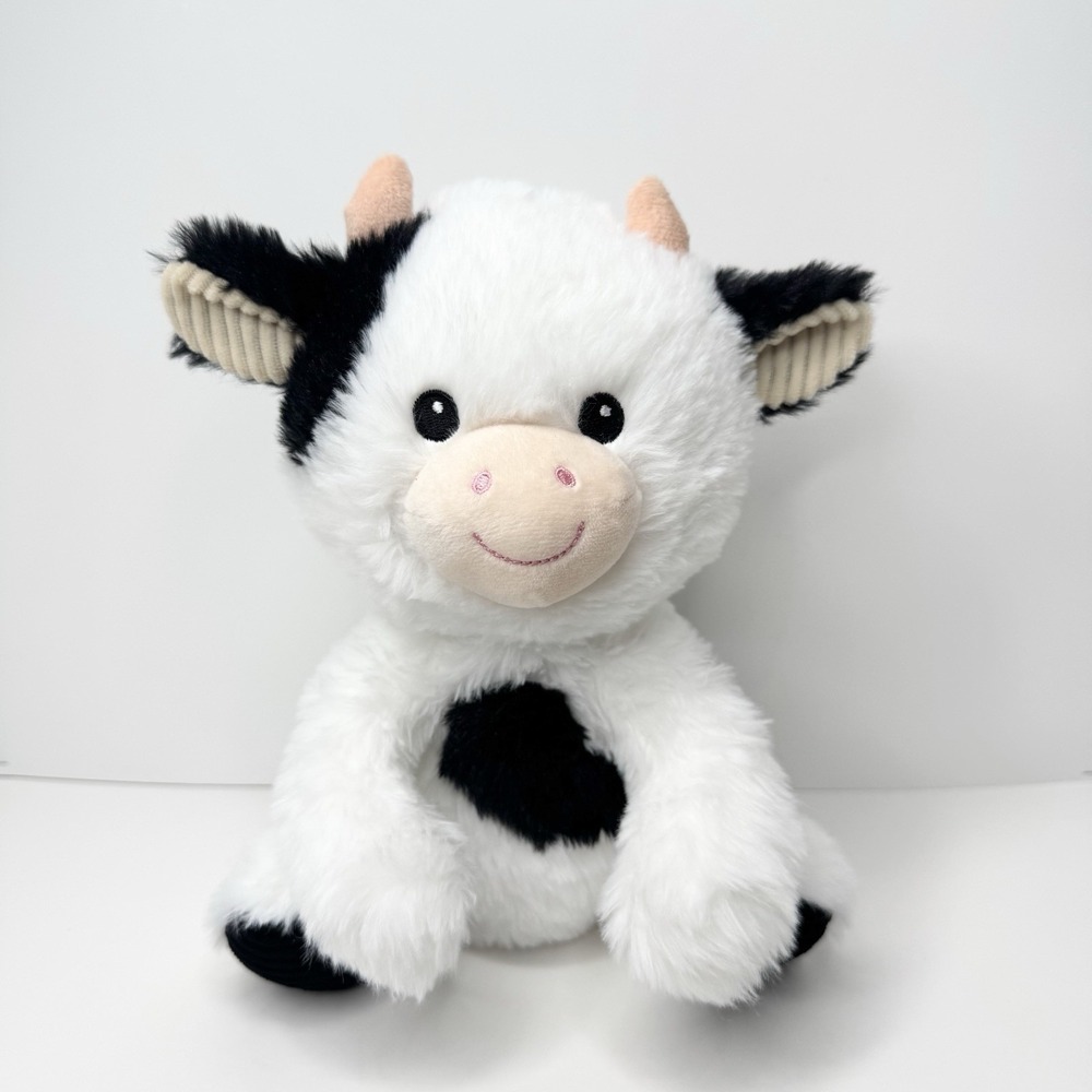 Spark Create Imagine Cow Plush Rattle Stuffed Animal Crinkle Ears 10"